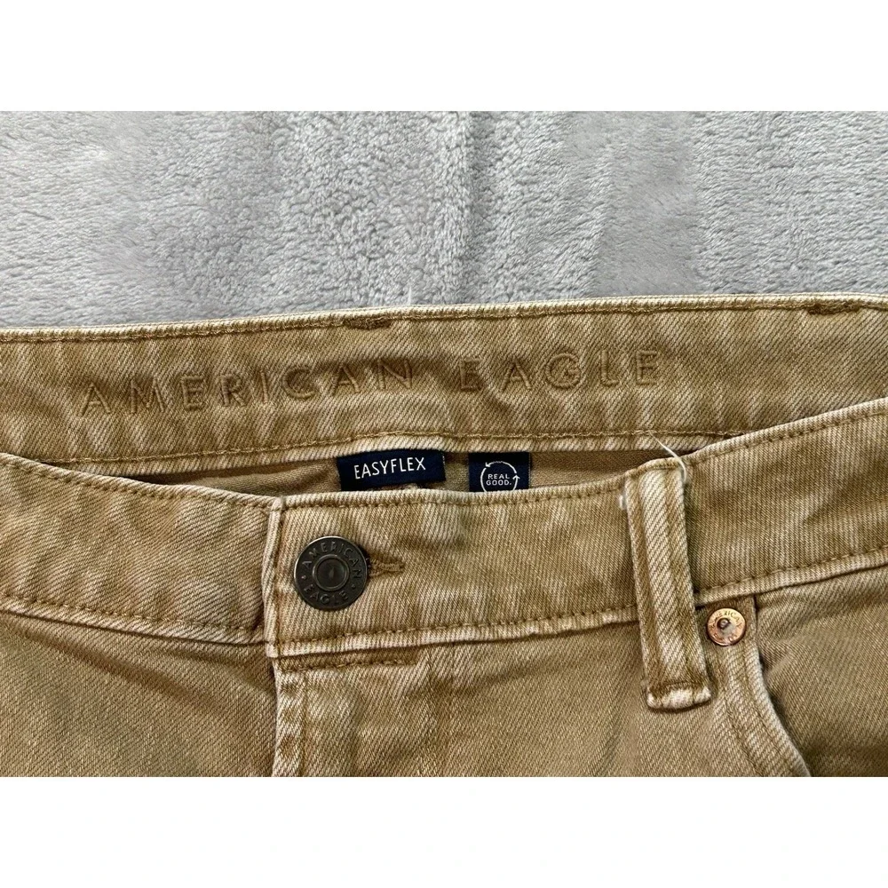 American Eagle Jeans Mens Sz 38x30 Slim Straight Tan Easy Flex Active Denim Guys